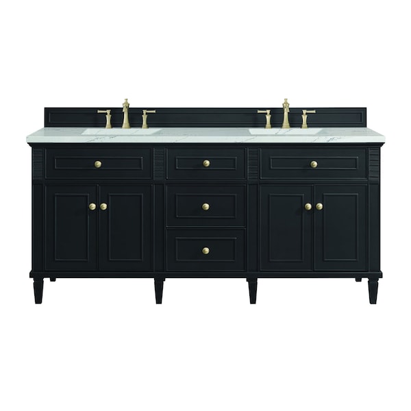 James Martin Vanities Lorelai 72in Double Vanity, Black Onyx w/ 3 CM Ethereal Noctis Silestone Top 424-V72-BKO-FENC - main