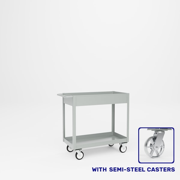 Pucel Welded Box Service Cart, 18 in W x 36 in D x 37 in H, Semi-Steel Casters, 6 in Deep Box, Light Blue TSC-1836-6S - main