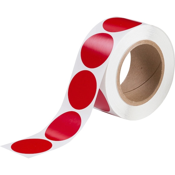 Brady Aisle Marking Tape Dots - Adhesive Vinyl, Solid Color, Red, 2in, 500PK 121039 - main