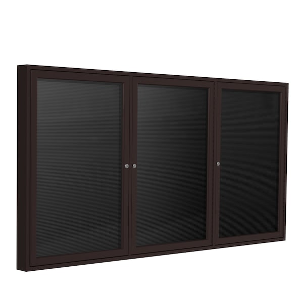 Ghent 3 Door Enclosed Flannel Letter Board, Bronze Aluminum Frame, 3'H x 6'W, Black PB33672B-BK - main