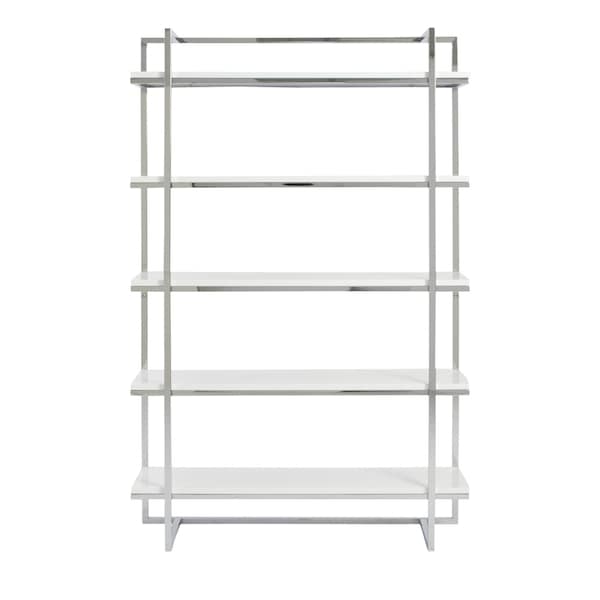 Homeroots 69" White Steel Five Tier Bookcase 544282 - main