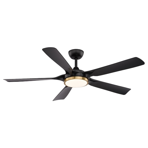 Vaxcel Cary, 56 in, Black/Satin Brass Ceiling Fan, Black Blades, LED, Remote, DC Motor F0146 - main