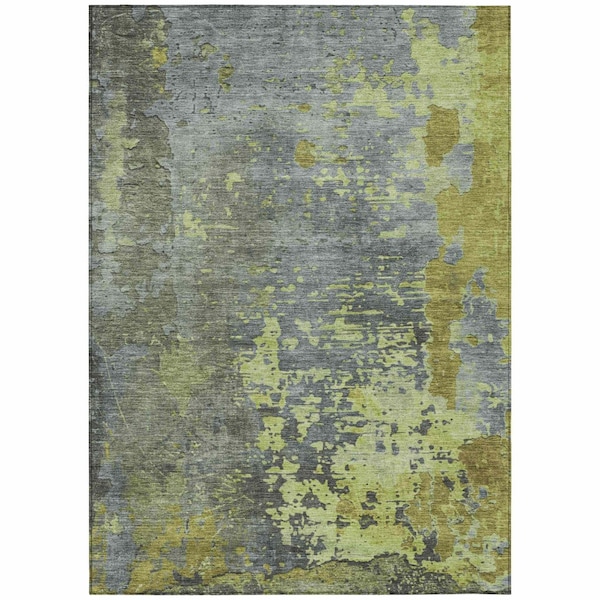 Homeroots 9' X 12' Fern Green Gray And Olive Green Abstract Washable Indoor Outdoor Area Rug 618230 - main