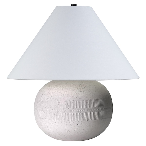 Homeroots 18" Off White Ceramic Round Table Lamp With White Cone Shade 546110 - main
