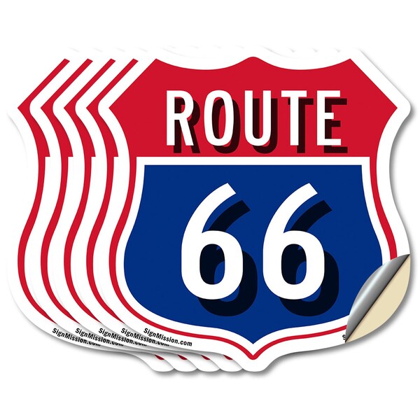 Signmission Route Marker Shield Sign Route 66, 4 inch X 4 inch, Vinyl Decal, 5PK SHI-D-5PACK-4-459 - main