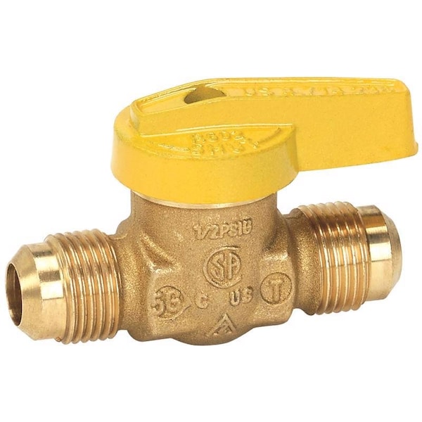 Homewerks 3/8 in. Brass Flare Ball Valve Quarter-Turn Lever For Gas VGV1LHT2 - main