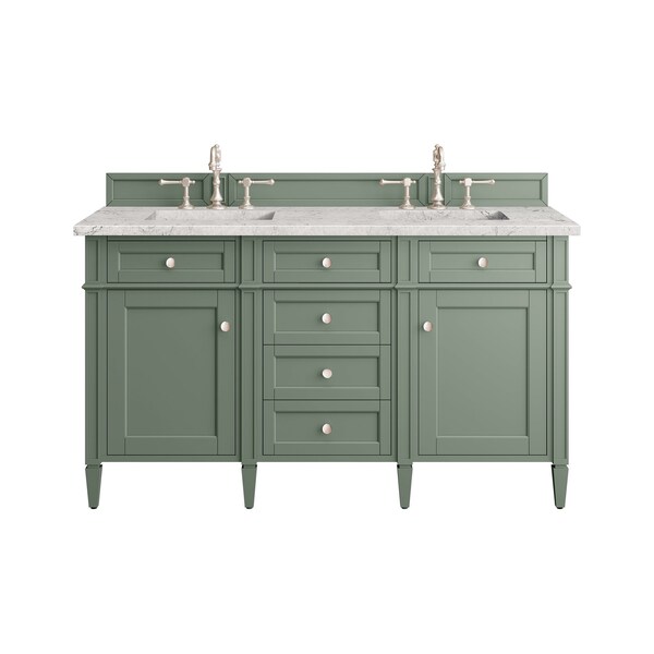 James Martin Vanities Brittany 60'' D Vanity, Smokey Celadon w/ Jasmine Pearl Top w/FreePower Wireless Charger 650-V60D-SC-FEJP - main