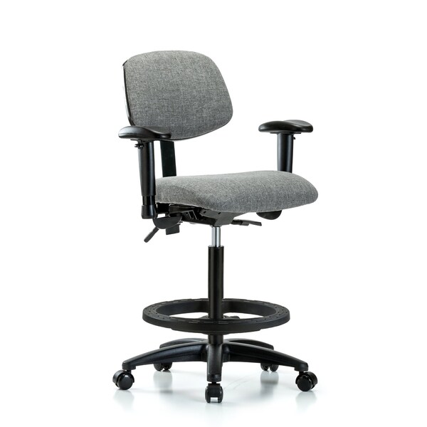Blue Ridge Ergonomics Chair, Fabric, Hi Bench, AA BF Casters, Gry, 6-Way Adjustable, 26" to 35-1/2" Height, Grey BR-FHBCH-RG-T0-A1-BF-RC-F44 - main