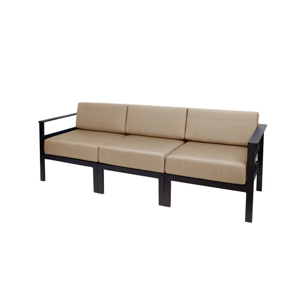 Bfm Seating Belmar 82in Outdoor Sectional Sofa with Sunbrella Cushions, Sand Black Frame PH6101BL-57015 - main