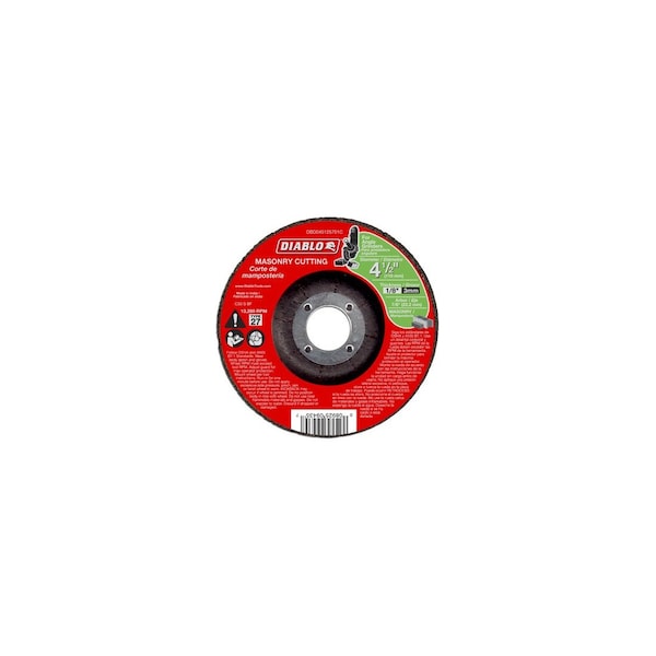 Diablo Cut-Off Wheel, 4-1/2 in Dia, 1/8 in Thick, 7/8 in Arbor, Aluminum Oxide Abrasive DBD045125701C - main