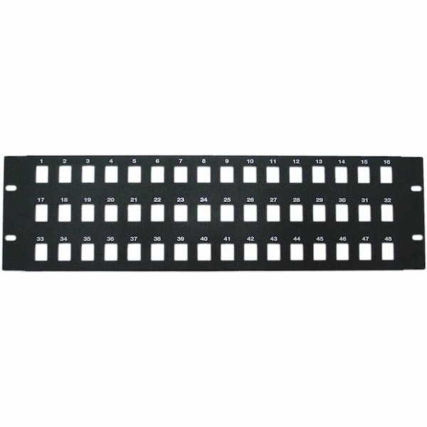 Cable Wholesale Rackmount 48 Port Blank Keystone Patch Panel, 3U 68PB-02048 - main