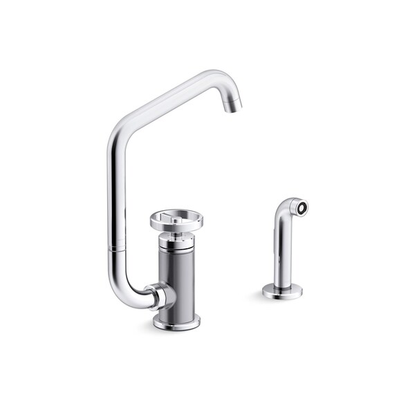 Kohler Billet Single-handle bar sink faucet with two-function extended-reach spout and side sprayer 28667-9-CP - main