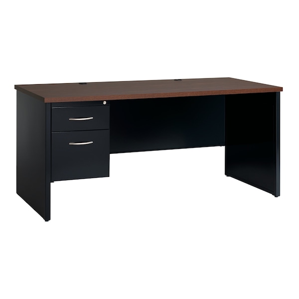 Hirsh Desk Pedestal, 30 in D X 29 1/2 in H, 66 in W X Steel, Black/Walnut 20543 - main