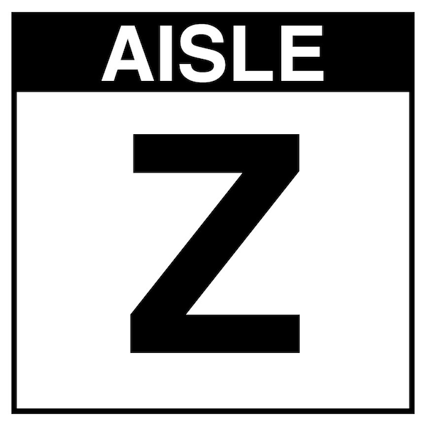 5S Supplies Warehouse Aisle Z Sign - 12in x 12in - DOUBLE - BRKT - PVC AISLE-Z-12X12-DOUBLE-BRKT - main
