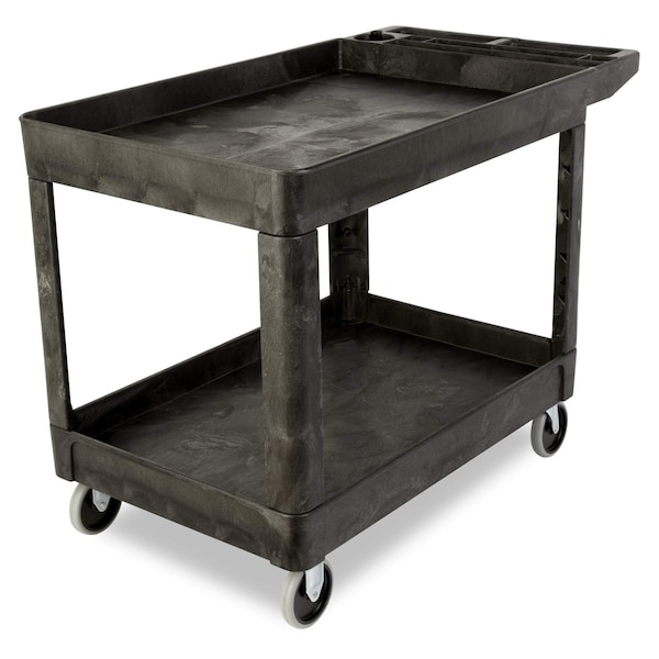Rubbermaid Commercial Flat Handle 2-Shelf Utility Cart, 500 lbs. Capacity FG452089BLA - main