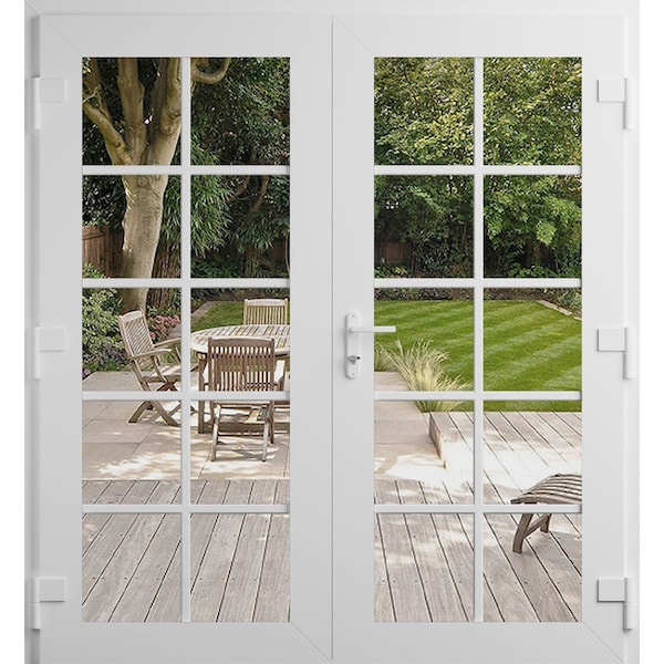 Vdomdoors Front Exterior Prehung Metal-Plastic Double Doors Clear Glass / MANUX 8100 White Silk / Office Comm MANUX8100DEXD-WS-W72xH80-LH-I - main