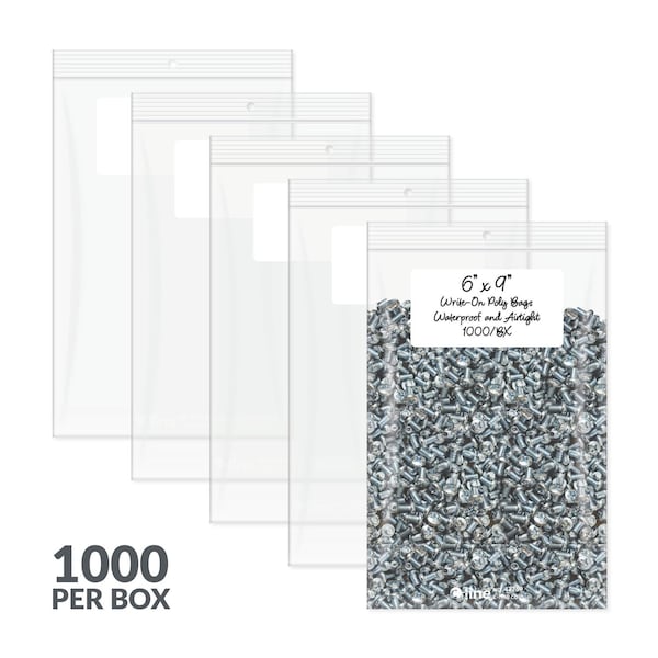 C-Line Products Reclosable Write-On Bags, 6" x 9", 1000 PK 47269 - main