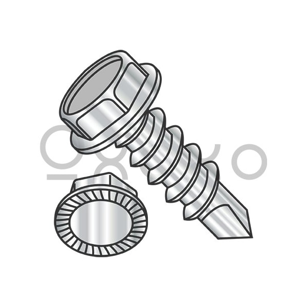 Oxoxo 6-20X1/2 Unslotted Hexwasher Serrated Self Drilling Screw Full Thred 18 8 Stainless Steel, 2000PK 556288 - main