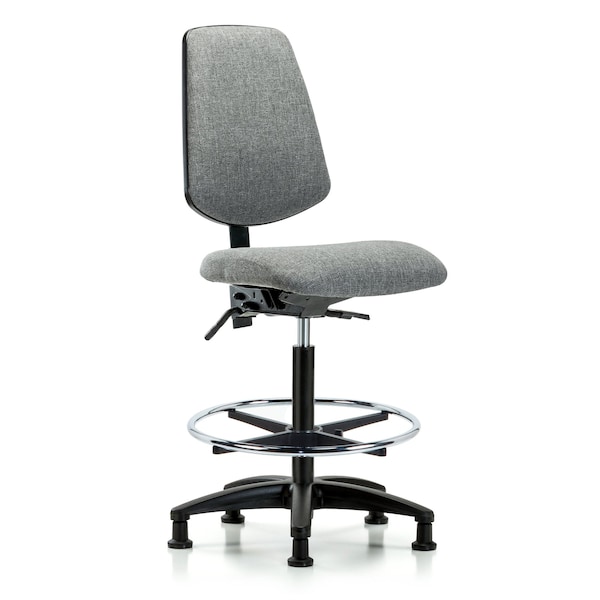 Blue Ridge Ergonomics Fab Hi Bench Chair, Med, Bk, CF, Glds, Gry, No Arms, 26" to 35-1/2" Height, Grey BR-FHBCH-MB-RG-T1-A0-CF-RG-F44 - main