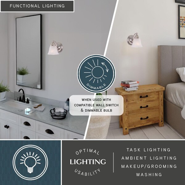 Vaxcel Standford 1 Light Brushed Nickel Bathroom Wall Fixture WL35121BN - main