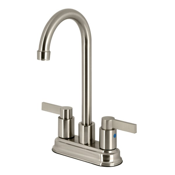 Kingston Brass Double-Handle 4" Centerset High-Arc Bar Faucet, Brushed Nickel FB8498NDL - main