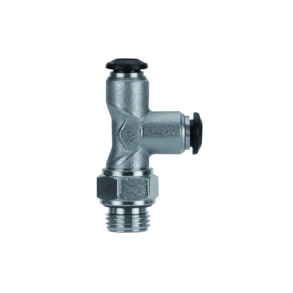 Usa Industrials Push to Connect Tube Fitting, Nickel Plated Brass w/ Plastic Release Ring, Male Run Tee ZUSA-TF-PTC-NPBR-209 - main