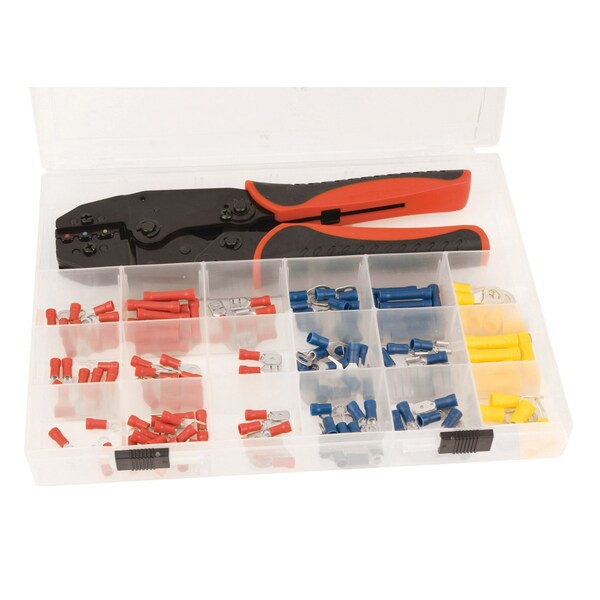 Performance Tool 151 pc. Ratcheting Crimper Set, 10-22 Gauge Wire, Connector Assortment W185 - main