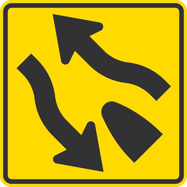 Lyle W6-2, Divided Highway Ends Symbol, 30x30, High Intensity Prismatic, Yellow G-15347-HI_30x30 - main
