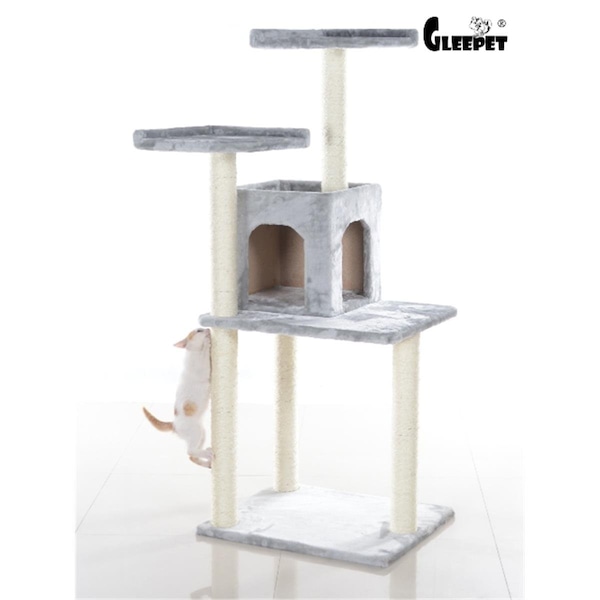 Aeromark GleePet 57-Inch Real Wood Cat Tree In Silver Gray With Two-Door Condo AE23261 - main