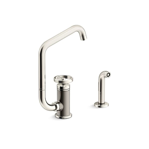 Kohler Billet Single-handle bar sink faucet with two-function extended-reach spout and side sprayer 28667-9-SN - main