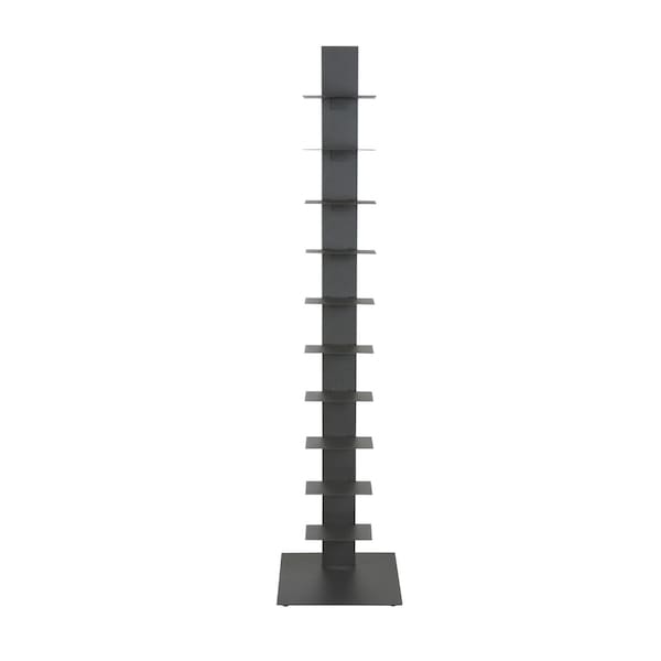 Homeroots 60" Dark Gray Metal Ten Shelf Modern Tower Bookcase 400821 - main