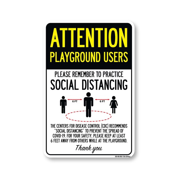 Signmission PSA Playground Users Practice Social Distancing 10in X 7in Peel N Stick Wall Graphic, RD-710-25413 OS-NS-RD-710-25413 - main