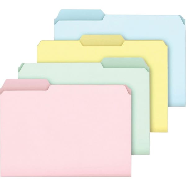 Ampad Ampad C211/3PASR Pastel Color File Folders- 1/3 Cut- Top Tab- Letter- Assorted- 100/Box C211/3PASR - main