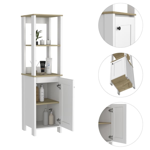 Homeroots 16" White And Natural Wood Freestanding Single Door Bathroom Vanity 479918 - main