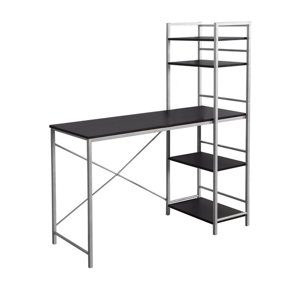 Homeroots 47" Dark Brown and Silver Computer Desk 333399 - main