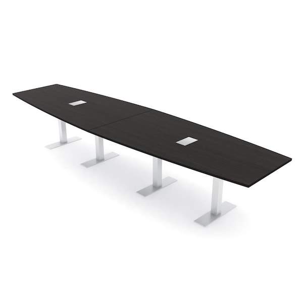 Skutchi Designs 14ft Boat Conference Table With Power | Harmony Series | 14 Person Meeting Room Table HAR-BOT-48X168-T-U999ST19-ESIL - main