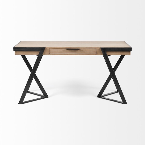 Homeroots 60" Brown and Black Writing Desk 380231 - main