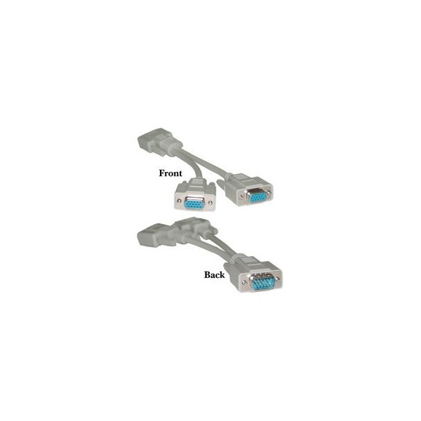 Cable Wholesale VGA Y Cable, Low Resolution, HD15 Male to 2 x HD15 Female, 8 inch 10H1-27708 - main