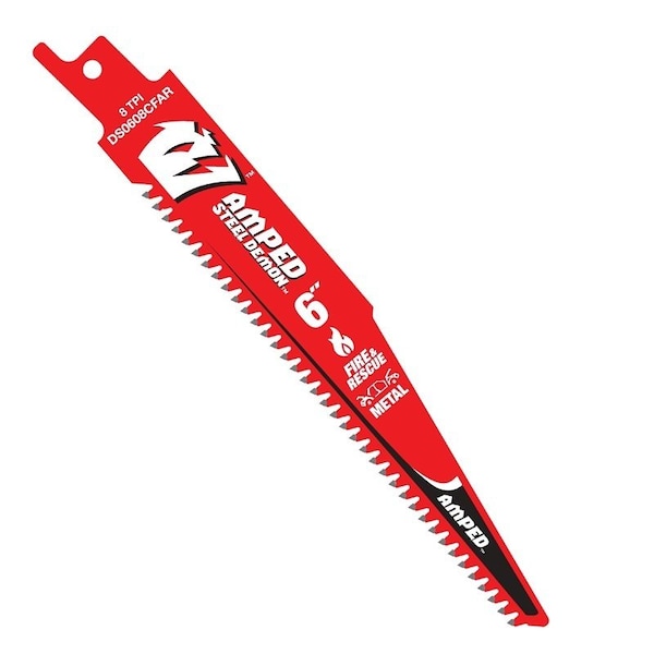 Diablo AMPED Steel Demon Series Reciprocating Saw Blade, 6 in L, 8 TPI, Carbide Cutting Edge DS0608CFAR10 - main