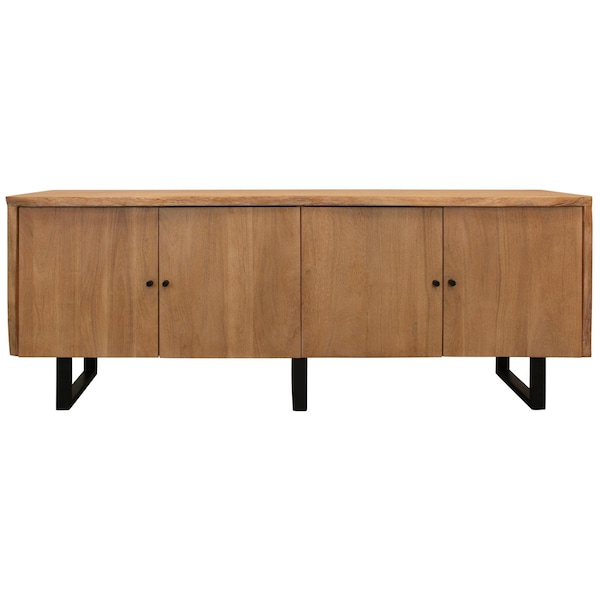 Homeroots 80in Natural Distressed Solid Wood Live Edge Credenza With Four Doors 606283 - main