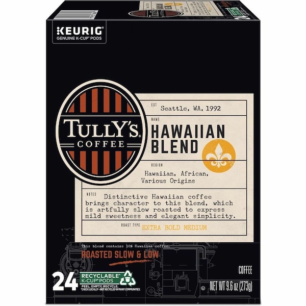 Tullys Coffee Tully's Pod Hawaiian Blend Keurig Single-Serve K-Cup Pods, Medium Roast Coffee, 24 Count, 24PK 5000373793 - main
