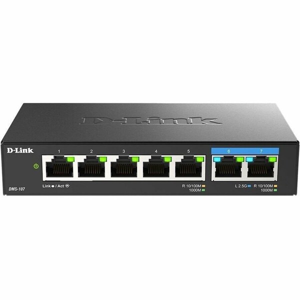 D-Link 7-Port Multi-Gigabit Unmanaged Switch 5 1GB and 2 2.5GB Ports DMS-107 - main