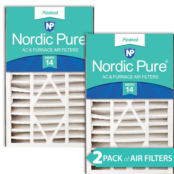 Nordic Pure 16x25x5 Pleated Air Filter, High Capacity, Electrostatically Charged Synthetic Media, MERV 14, 2 PK 16x25x5ABM14-2 - main