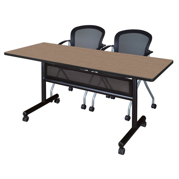 Regency Kobe Flip-Top Privacy Nesting Table W/ 2 Cadence Nest Chairs, 60 in W, 30 in L, Noble Oak MKFTM6030NO23BK - main