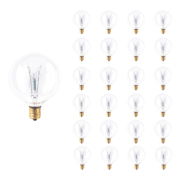 Bulbrite 15w G16.5 String Bulb Replacement Dimmable (E12) Candelabra Screw Base Incandescent Bulb, 2700K, 25PK 861613 - main
