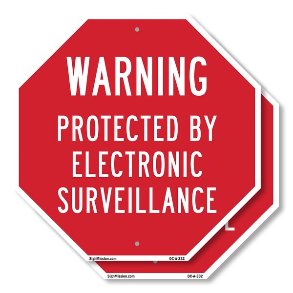 Signmission Warning Protected by Electronic Sur, 10 inch X 10 inch, Aluminum Metal Signs, 2PK OC-A-2PACK-10-332 - main