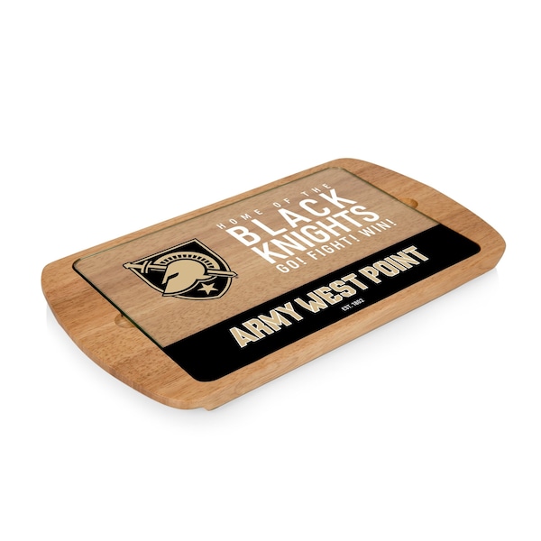 Picnic Time Family Of Brands NCAA Army Black Knights Billboard Glass Top Cheese Board - Charcuterie Boards, Parawood 911-01-505-764-0 - main