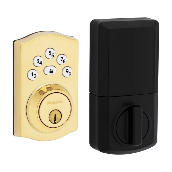 Kwikset Powerbolt 240 992400-001 Keypad Electronic Lock, 3 Grade, Zinc, Lifetime Polished Brass, KW1 Keyway 240TRLL03RBP4AL - main