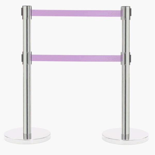 Aarco Form-A-Line System, Dual Retractable Belt Style, Overall Height is 40'', 7' Purple Belts HS-27PU - main