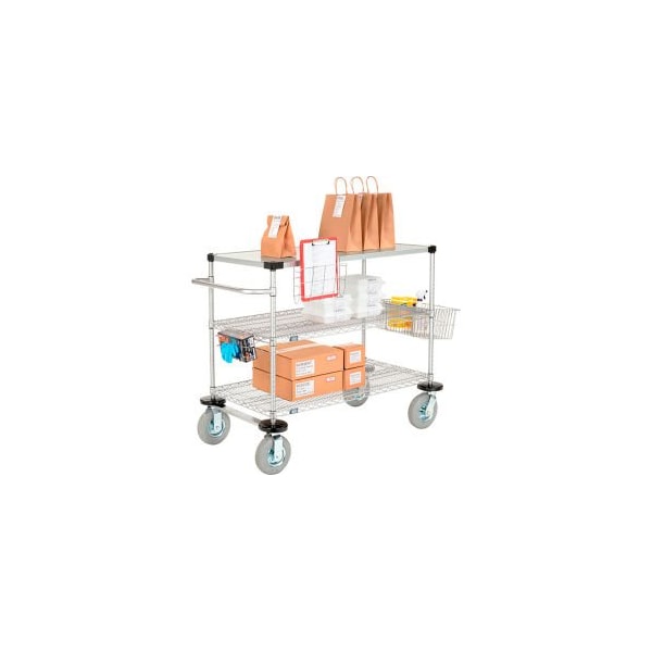 Nexel Curbside Cart, Nexelate, 36L x 24W x 43H, 2 Wire, 1 Solid Shelf, Pneumatic Casters CS24362EPP - main